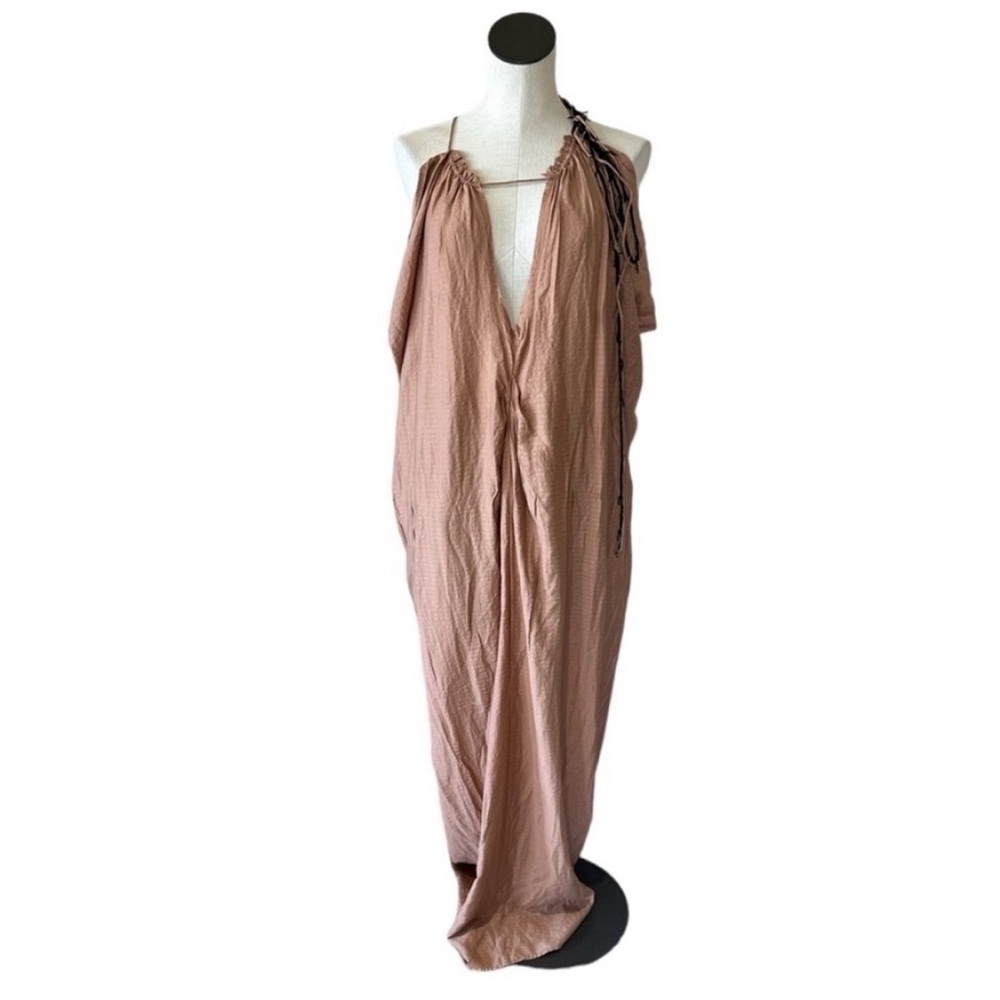 #1080 Zara Sleeveless Tan Draped Maxi Dress - Picture 11 of 14